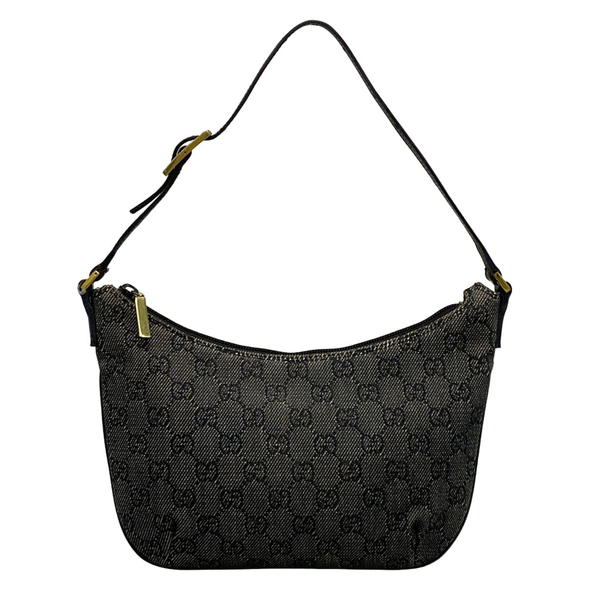 Gucci Handbag GG Pattern Black Gray Leather
