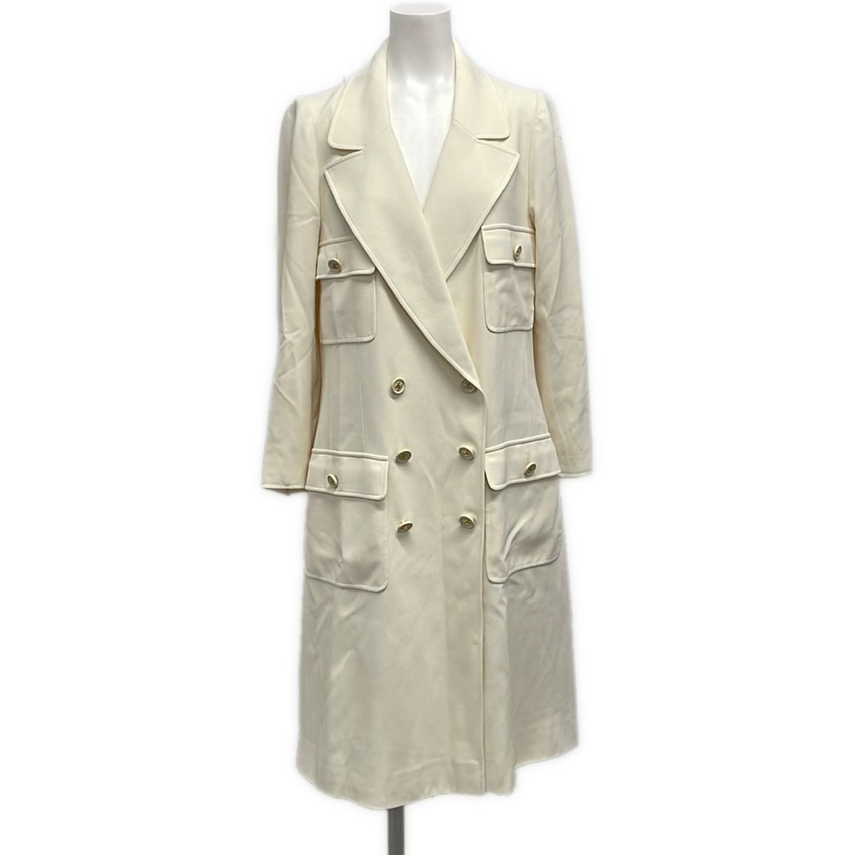 Chanel Coat 40 M Ivory Long Sleeve Spring Autumn