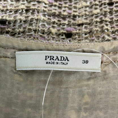 Prada Dress 38 S Beige Light Pink Dark Brown Sleeveless Knee Length Tweed — view 3