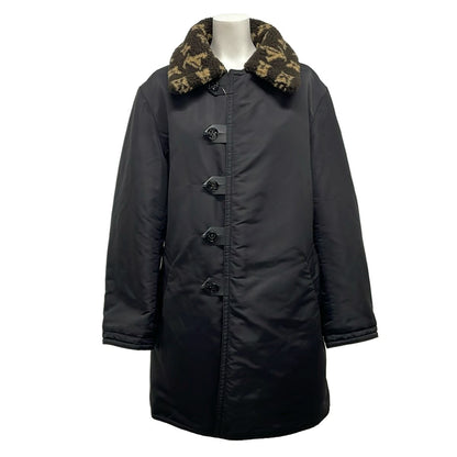 Louis Vuitton Coat 34 S Gp1 Black Dark Brown Beige Fleece Long Sleeve Reversible