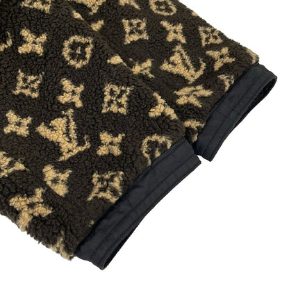 Louis Vuitton Coat 34 S Gp1 Black Dark Brown Beige Fleece Long Sleeve Reversible — view 7