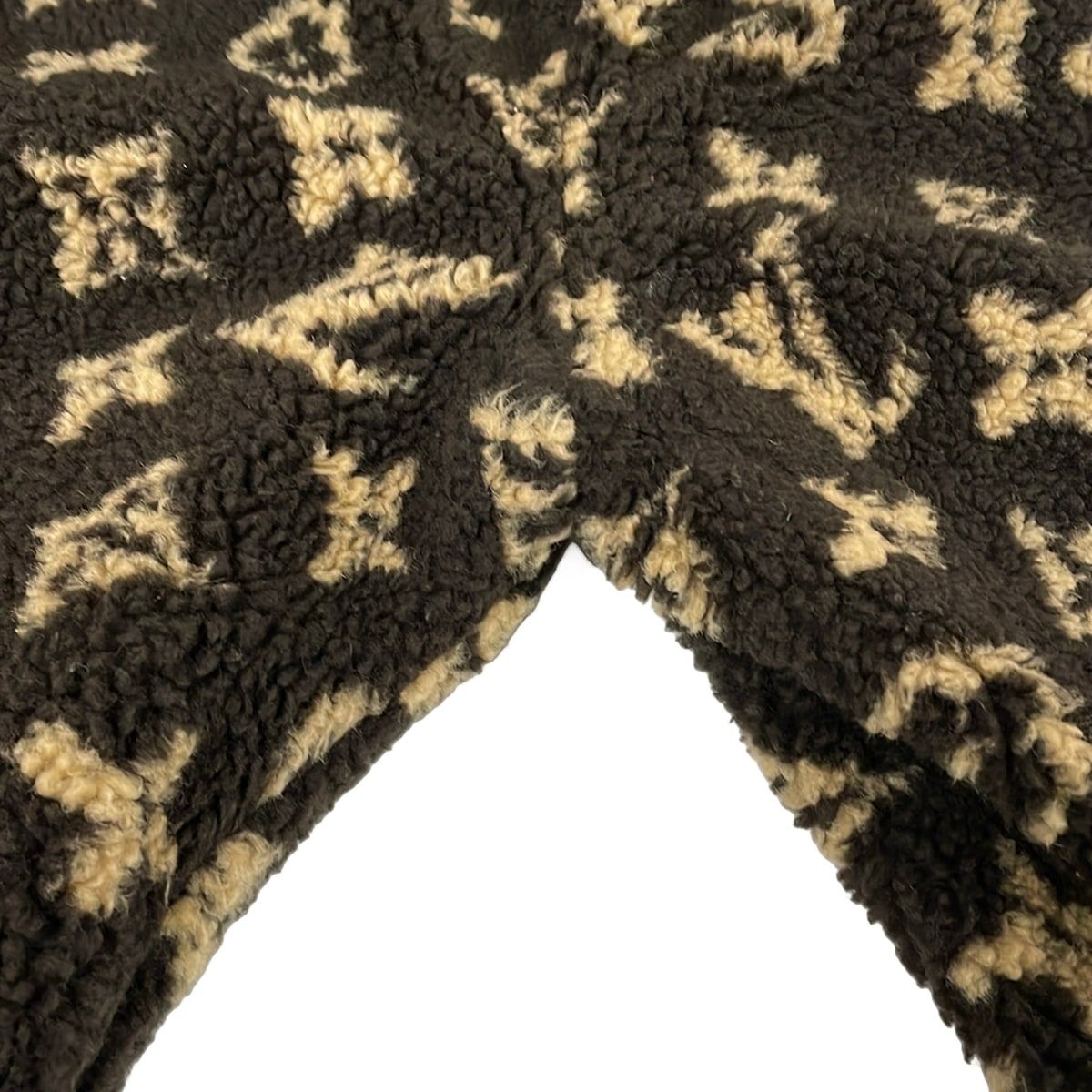 Louis Vuitton Coat 34 S Gp1 Black Dark Brown Beige Fleece Long Sleeve Reversible — view 9