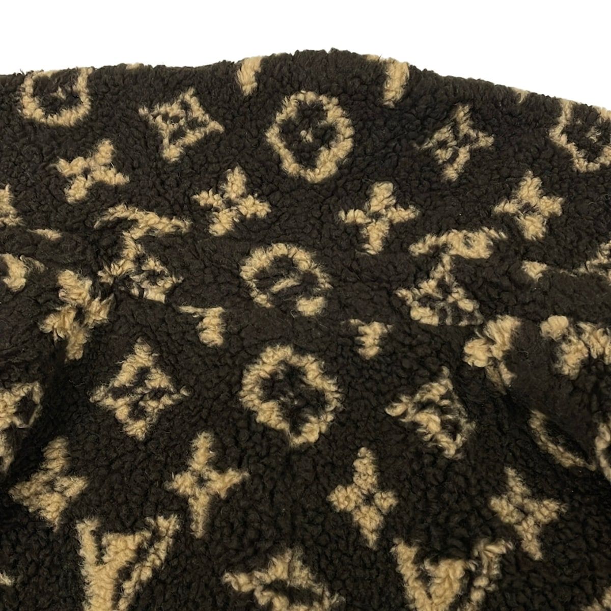 Louis Vuitton Coat 34 S Gp1 Black Dark Brown Beige Fleece Long Sleeve Reversible — view 8