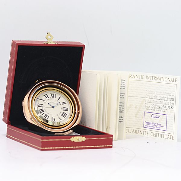 Cartier Trinity Travel Clock Quartz Ivory Dial Table — view 3