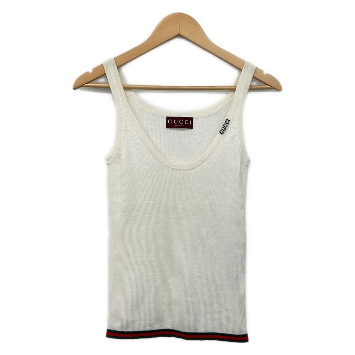 Gucci Tank Top S Sherry Ivory Red Green Cashmere Silk