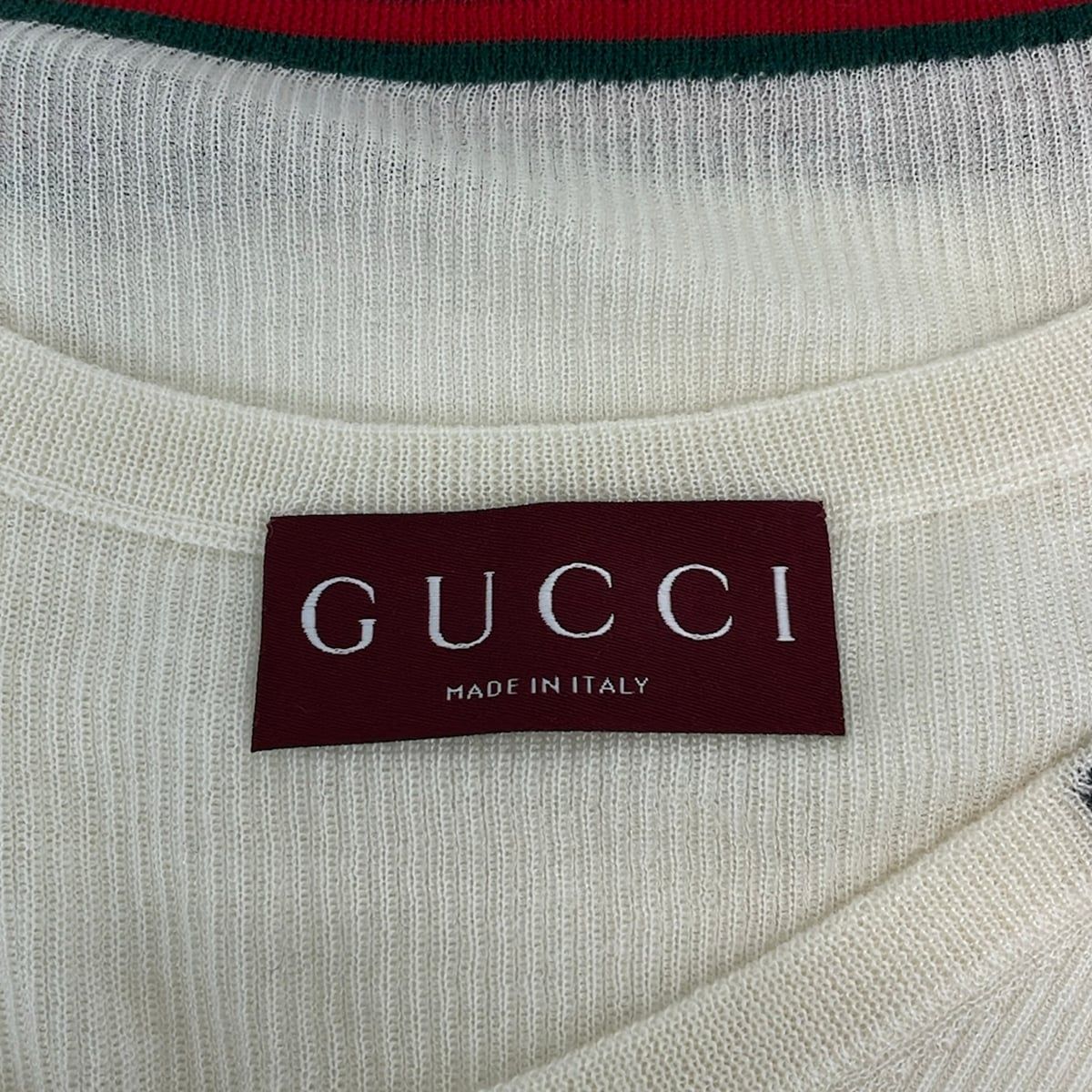 Gucci Tank Top S Sherry Ivory Red Green Cashmere Silk — view 3