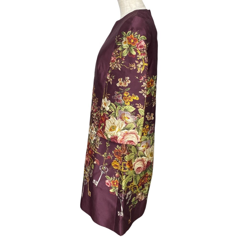 Dolce & Gabbana Flower Mini Dress Silk Wool Wine Red Gorgeous — view 2