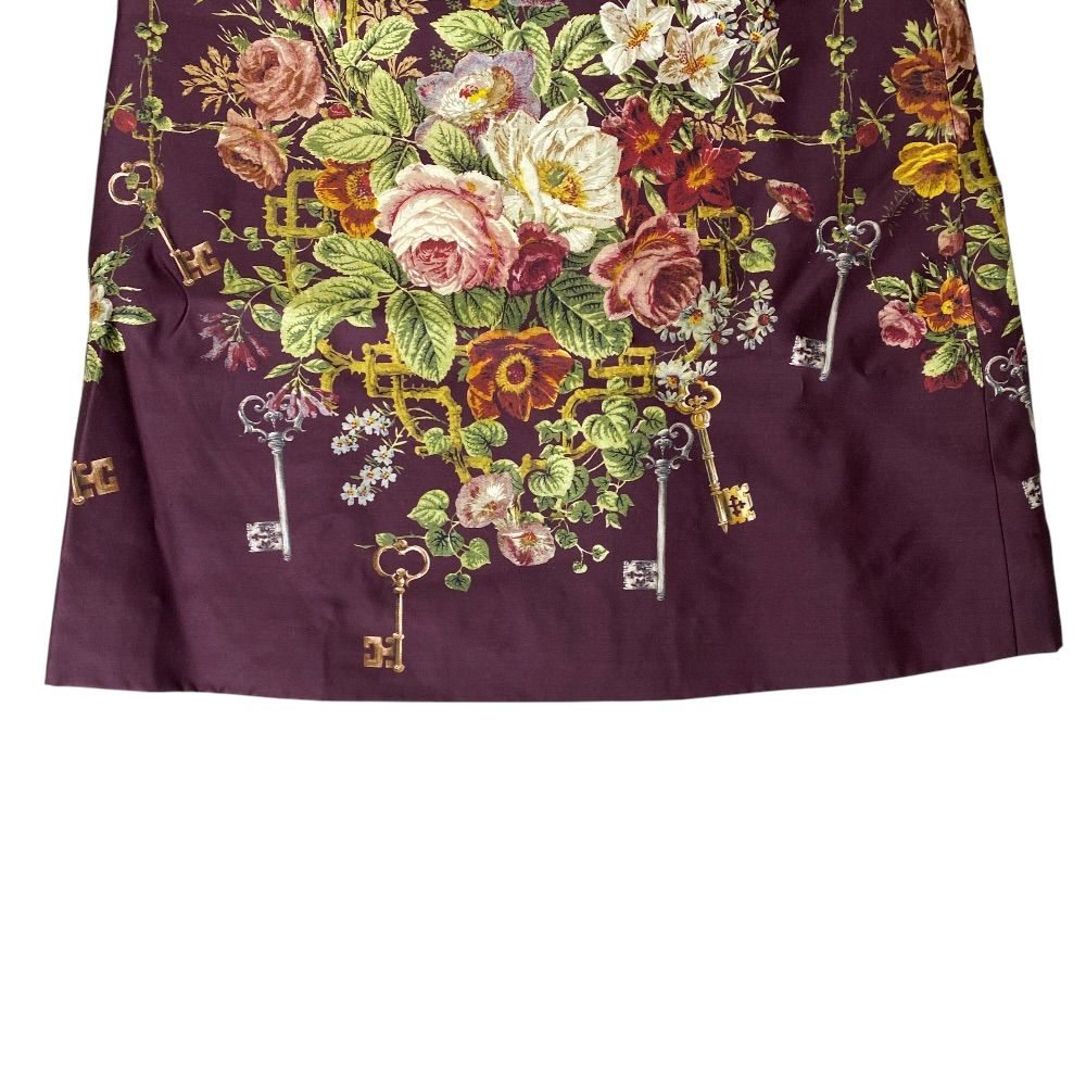 Dolce & Gabbana Flower Mini Dress Silk Wool Wine Red Gorgeous — view 7