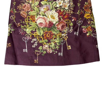Dolce & Gabbana Flower Mini Dress Silk Wool Wine Red Gorgeous — view 7