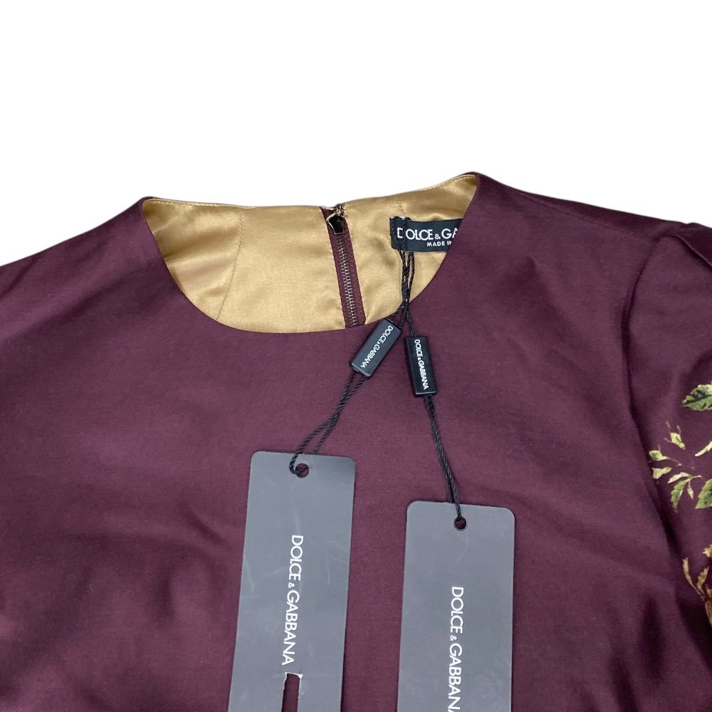 Dolce & Gabbana Flower Mini Dress Silk Wool Wine Red Gorgeous — view 5