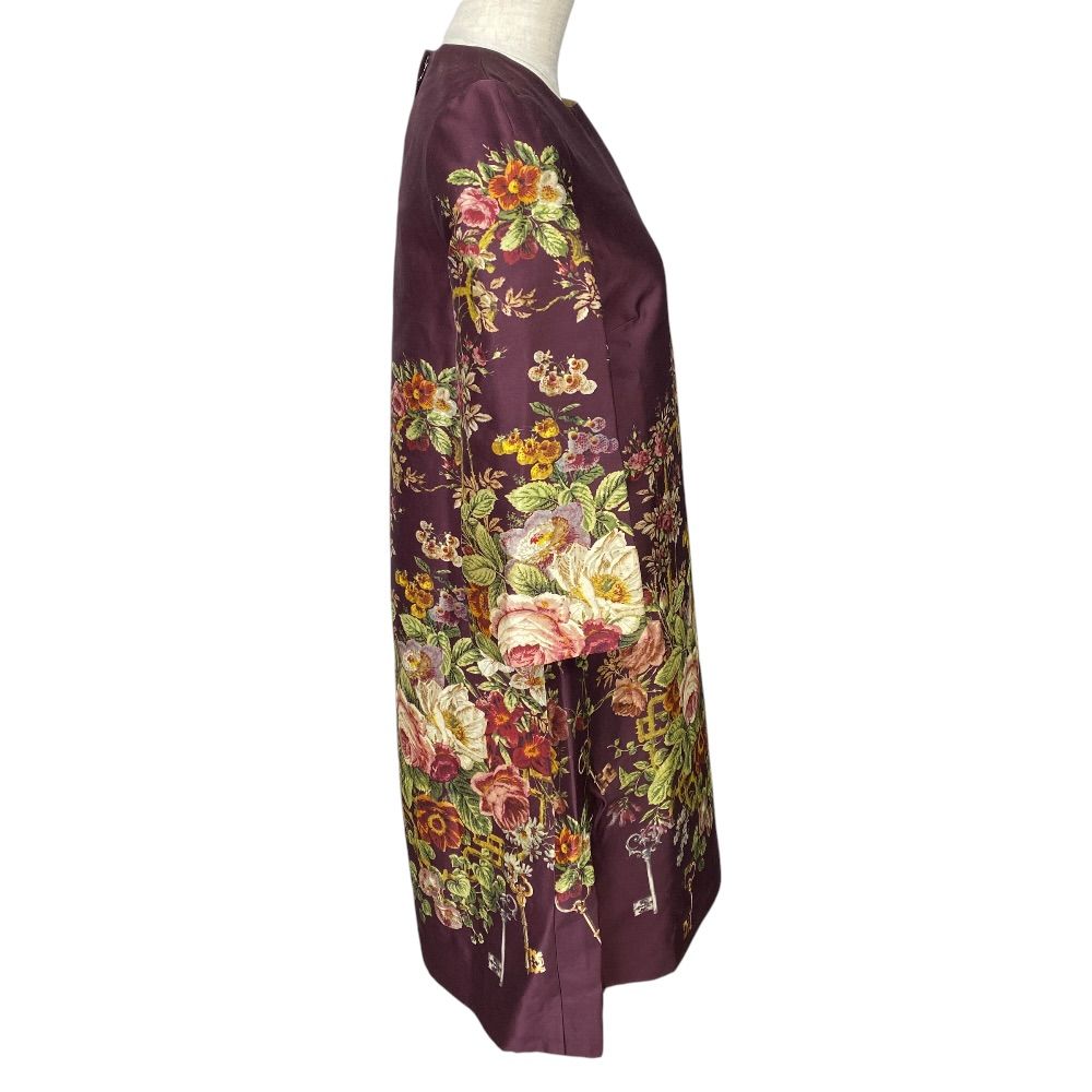 Dolce & Gabbana Flower Mini Dress Silk Wool Wine Red Gorgeous — view 4