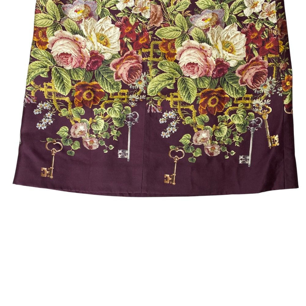 Dolce & Gabbana Flower Mini Dress Silk Wool Wine Red Gorgeous — view 9