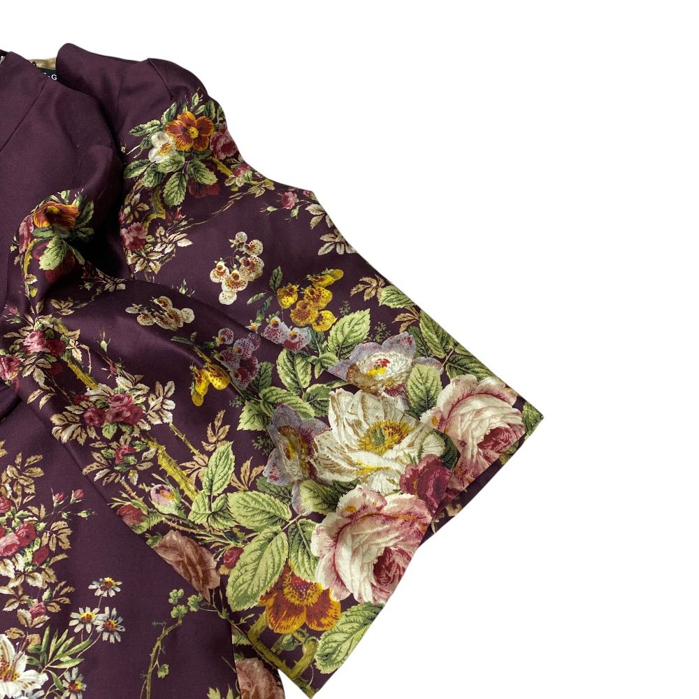 Dolce & Gabbana Flower Mini Dress Silk Wool Wine Red Gorgeous — view 6