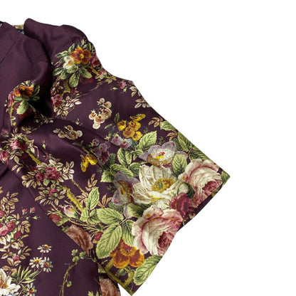Dolce & Gabbana Flower Mini Dress Silk Wool Wine Red Gorgeous — view 6