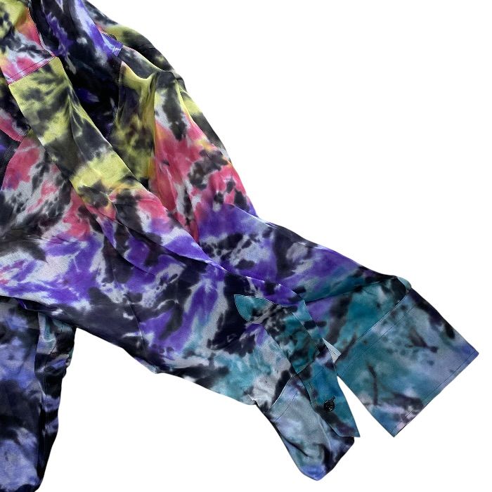 Louis Vuitton Sheer Long Sleeve Shirt Long Tie Dye Pattern Ltz Silk Multicolor — view 7