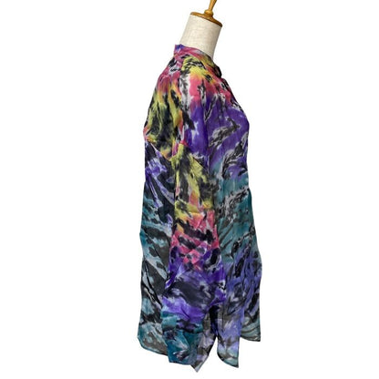 Louis Vuitton Sheer Long Sleeve Shirt Long Tie Dye Pattern Ltz Silk Multicolor — view 4