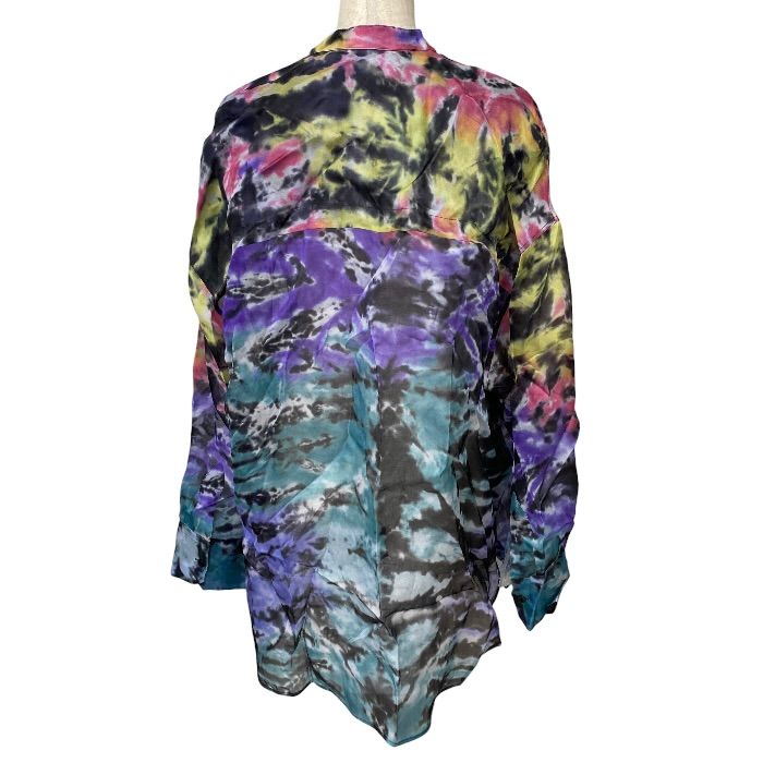 Louis Vuitton Sheer Long Sleeve Shirt Long Tie Dye Pattern Ltz Silk Multicolor — view 3