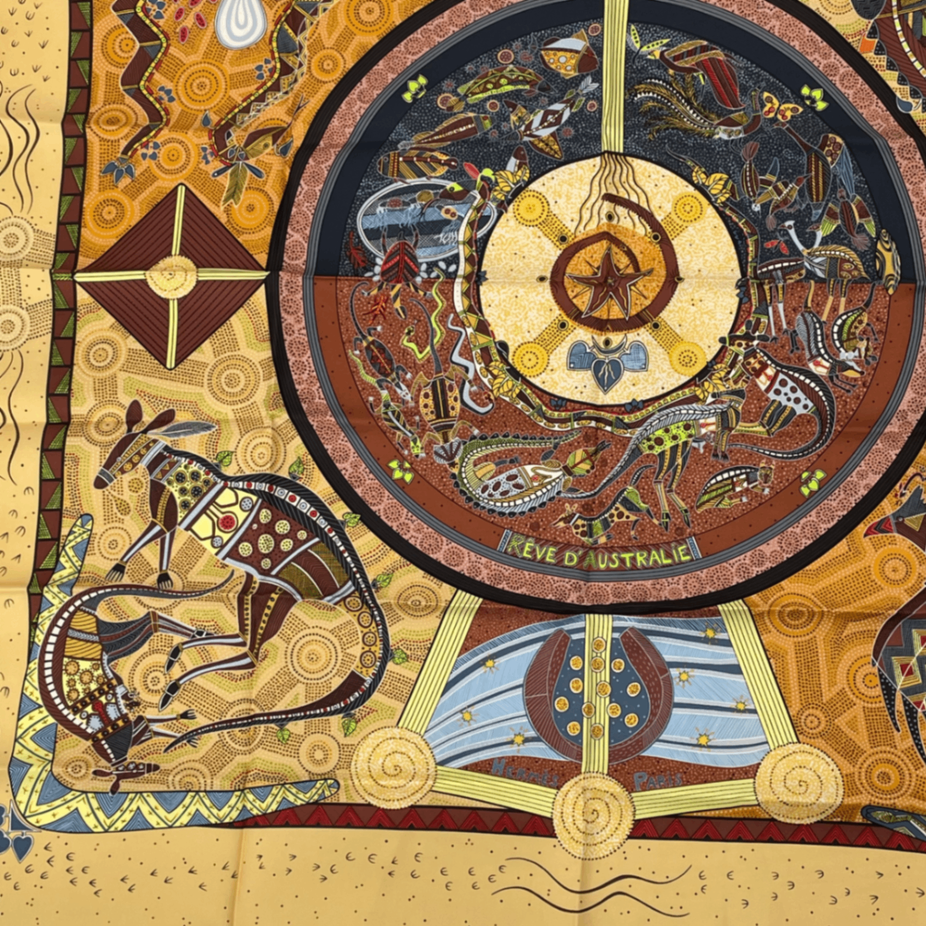 Hermes Silk Scarf Carre 90 Reve D'australie Australian Dream Yellow — view 2
