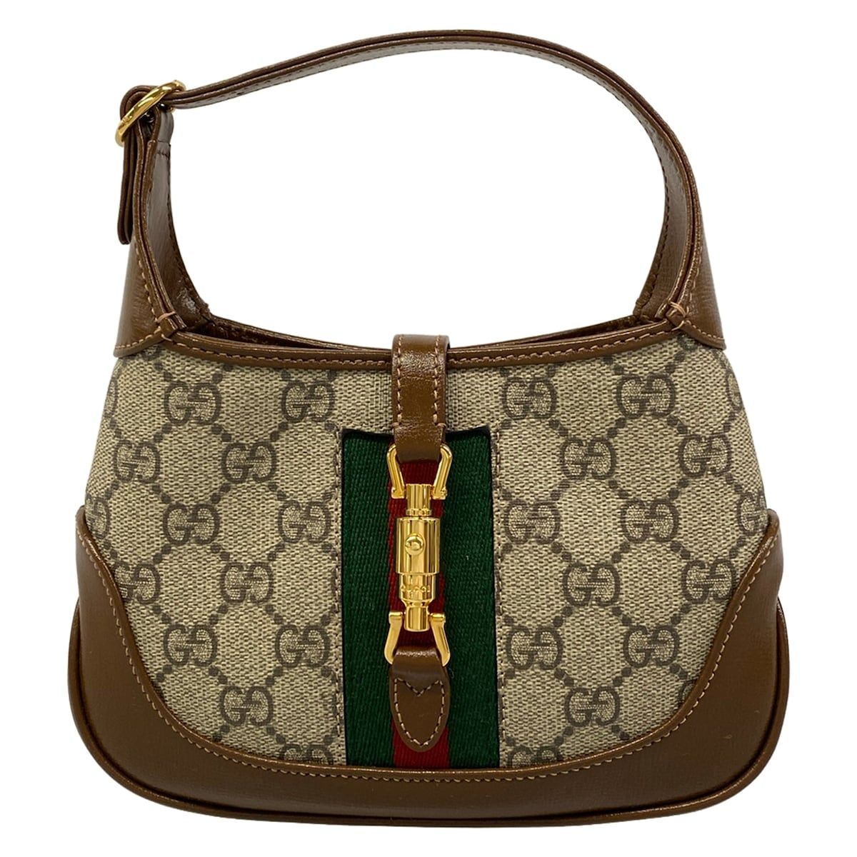 Gucci Handbag Jackie Beige Brown Red Green 2-Way Leather