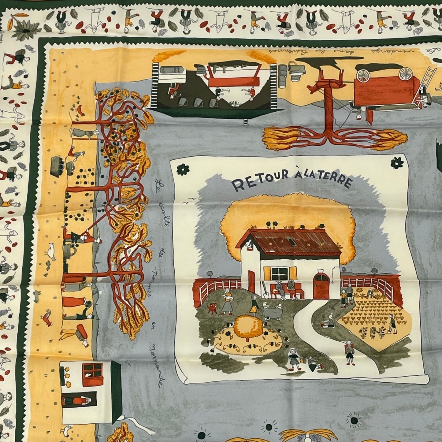 Hermes Carre 90 RE Tour a la Terre Return Yellow Silk 100% Scarf — view 4