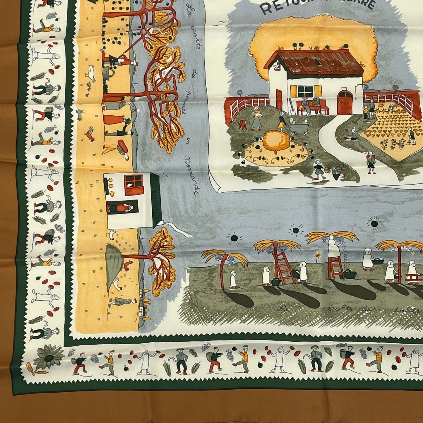 Hermes Carre 90 RE Tour a la Terre Return Yellow Silk 100% Scarf — view 2