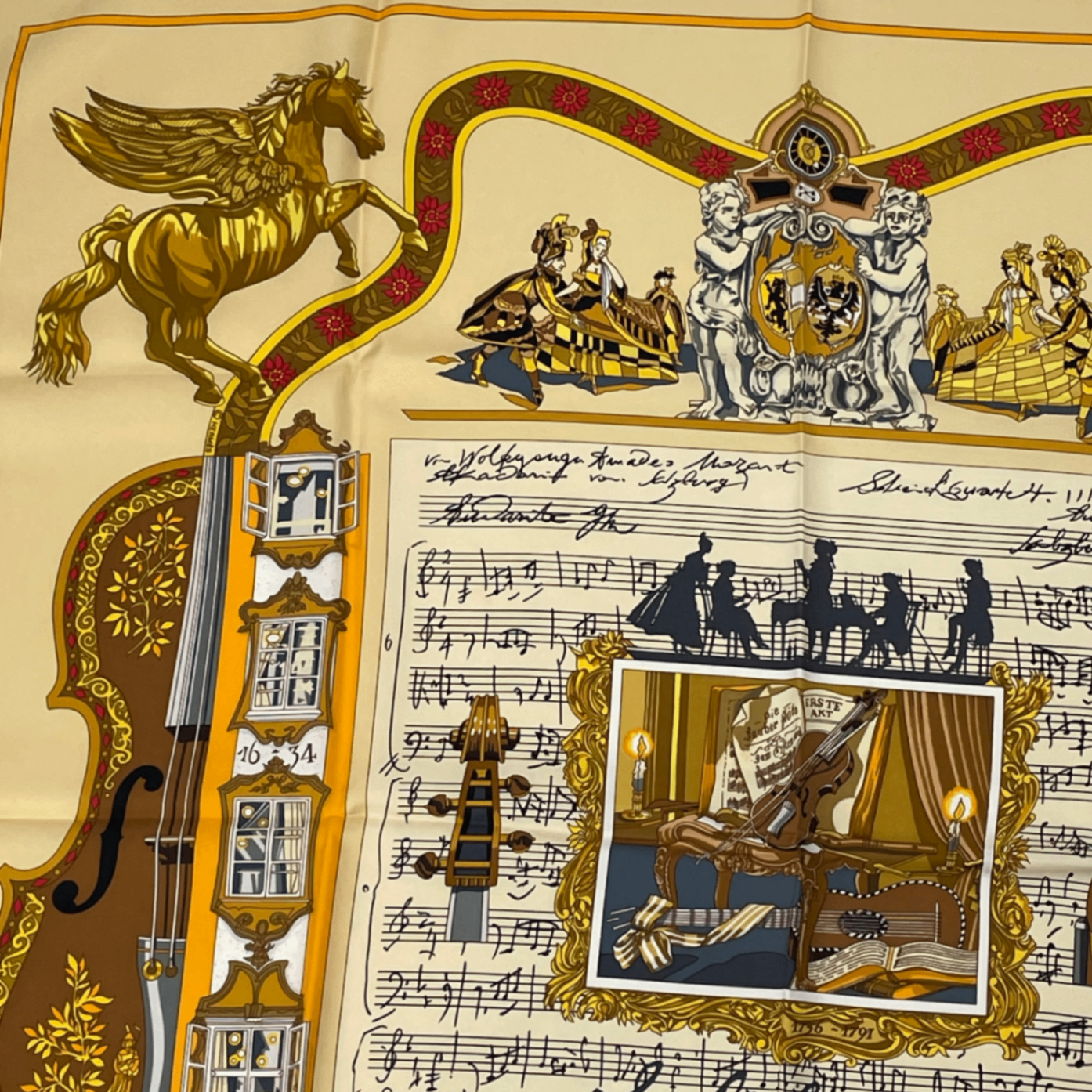 Hermes Carre 90 in Salzburg Yellow Orange Scarf Silk — view 5
