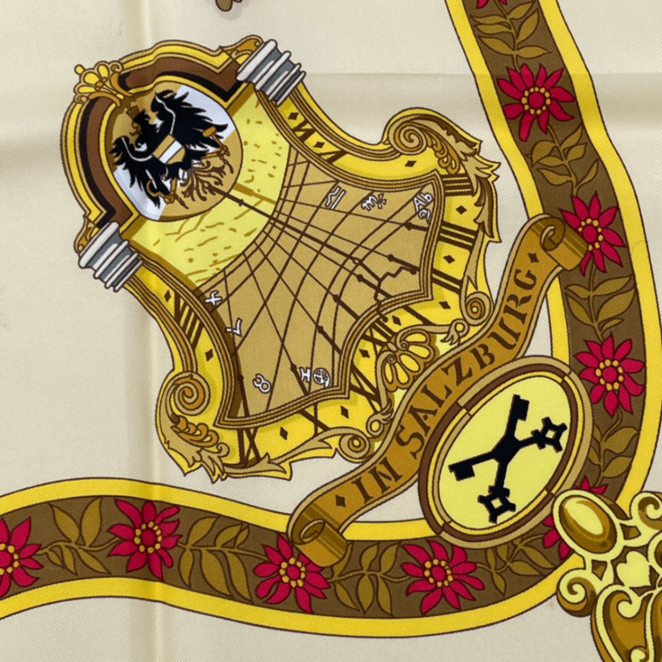 Hermes Carre 90 in Salzburg Yellow Orange Scarf Silk — view 6