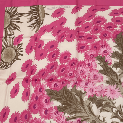 Hermes Scarf Carre 90 Square Pink Multicolor Floral Silk 100% Fleurs Et Carlines — view 4