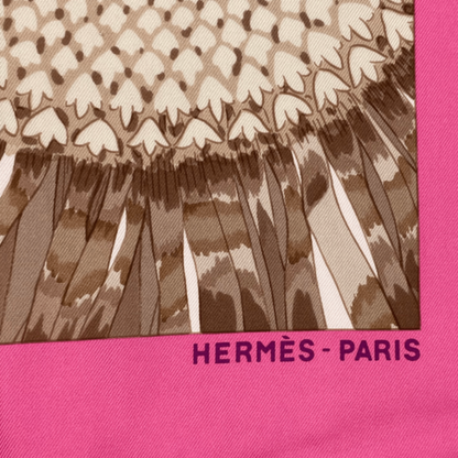 Hermes Scarf Carre 90 Square Pink Multicolor Floral Silk 100% Fleurs Et Carlines — view 8