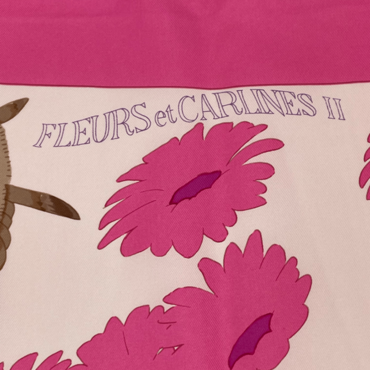Hermes Scarf Carre 90 Square Pink Multicolor Floral Silk 100% Fleurs Et Carlines — view 6