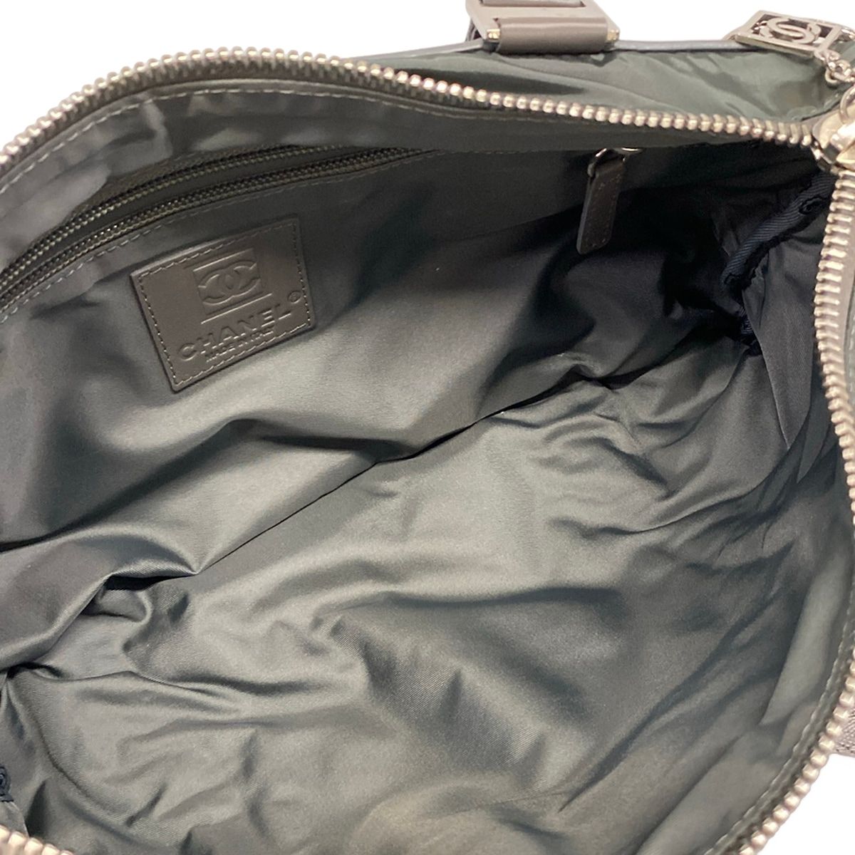 Chanel Handbag Sports Line Gray Green Silver Leather Fur Rabbit — view 7