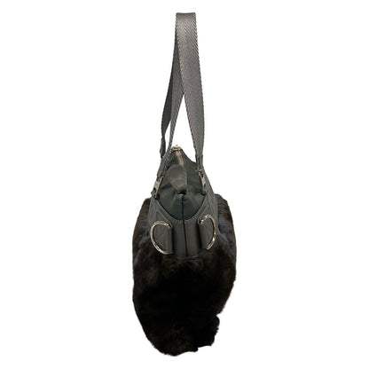 Chanel Handbag Sports Line Gray Green Silver Leather Fur Rabbit — view 2