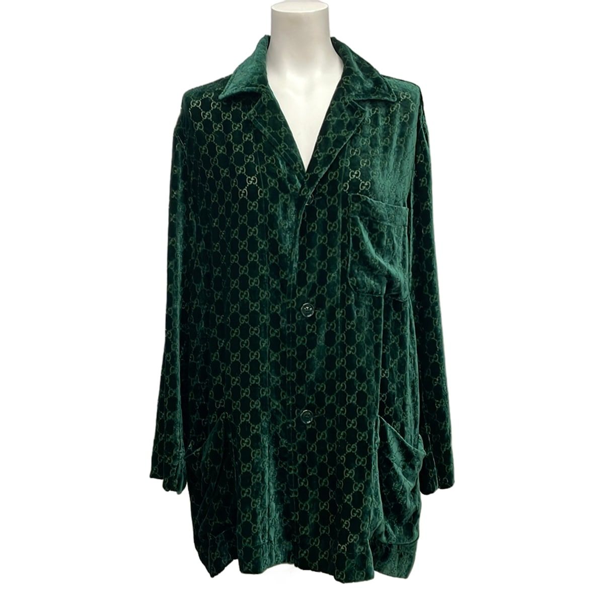 Gucci Long Sleeve Shirt Xxs XS GG de Ville Khaki Cardade