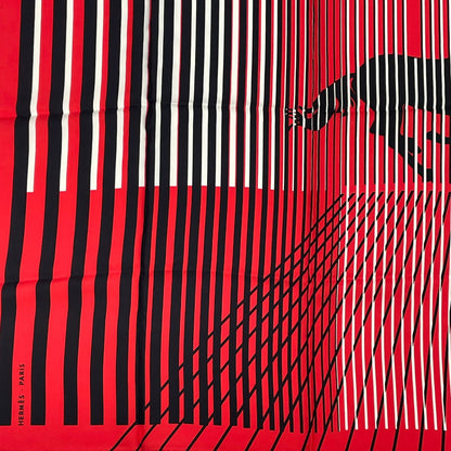 Hermes Carre 90 Mouchoir Imprime AU Galop Horse Pattern Red Scarf — view 4