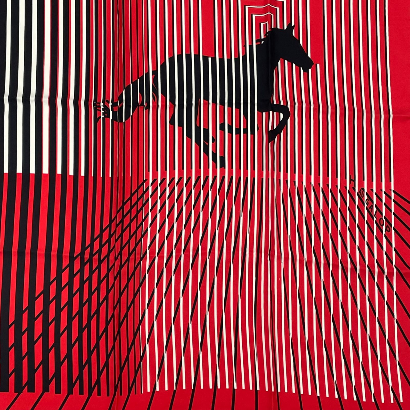 Hermes Carre 90 Mouchoir Imprime AU Galop Horse Pattern Red Scarf — view 5