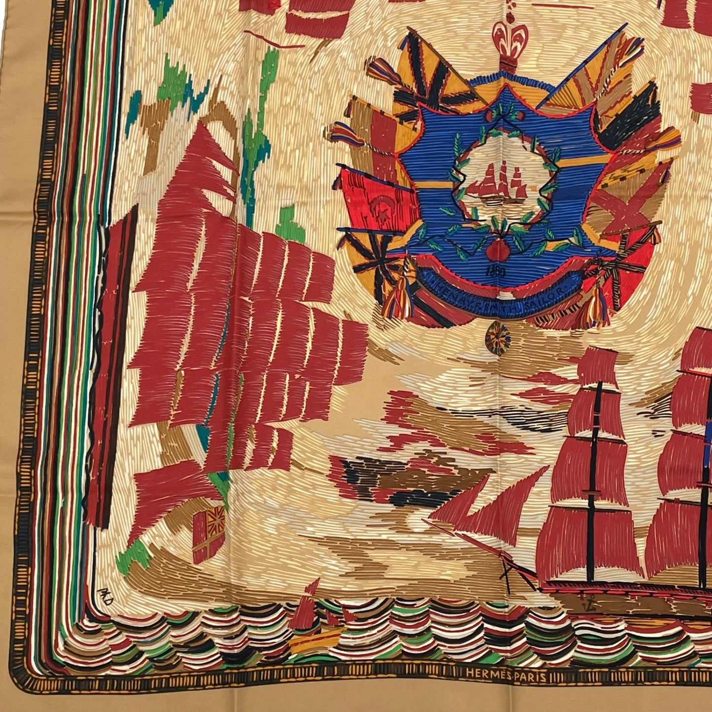 Hermes Scarf Carre 90 Silk Henry Smith Sailor Sailing Ship Voyage Multicolor — view 4