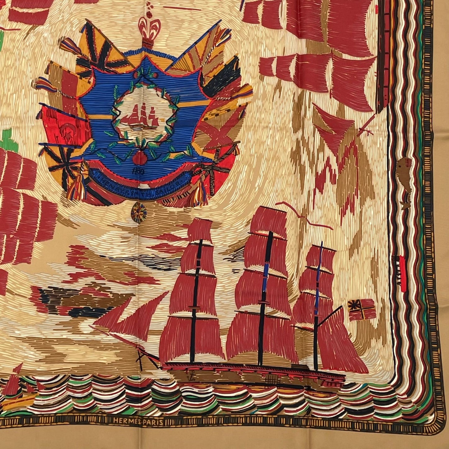 Hermes Scarf Carre 90 Silk Henry Smith Sailor Sailing Ship Voyage Multicolor — view 5