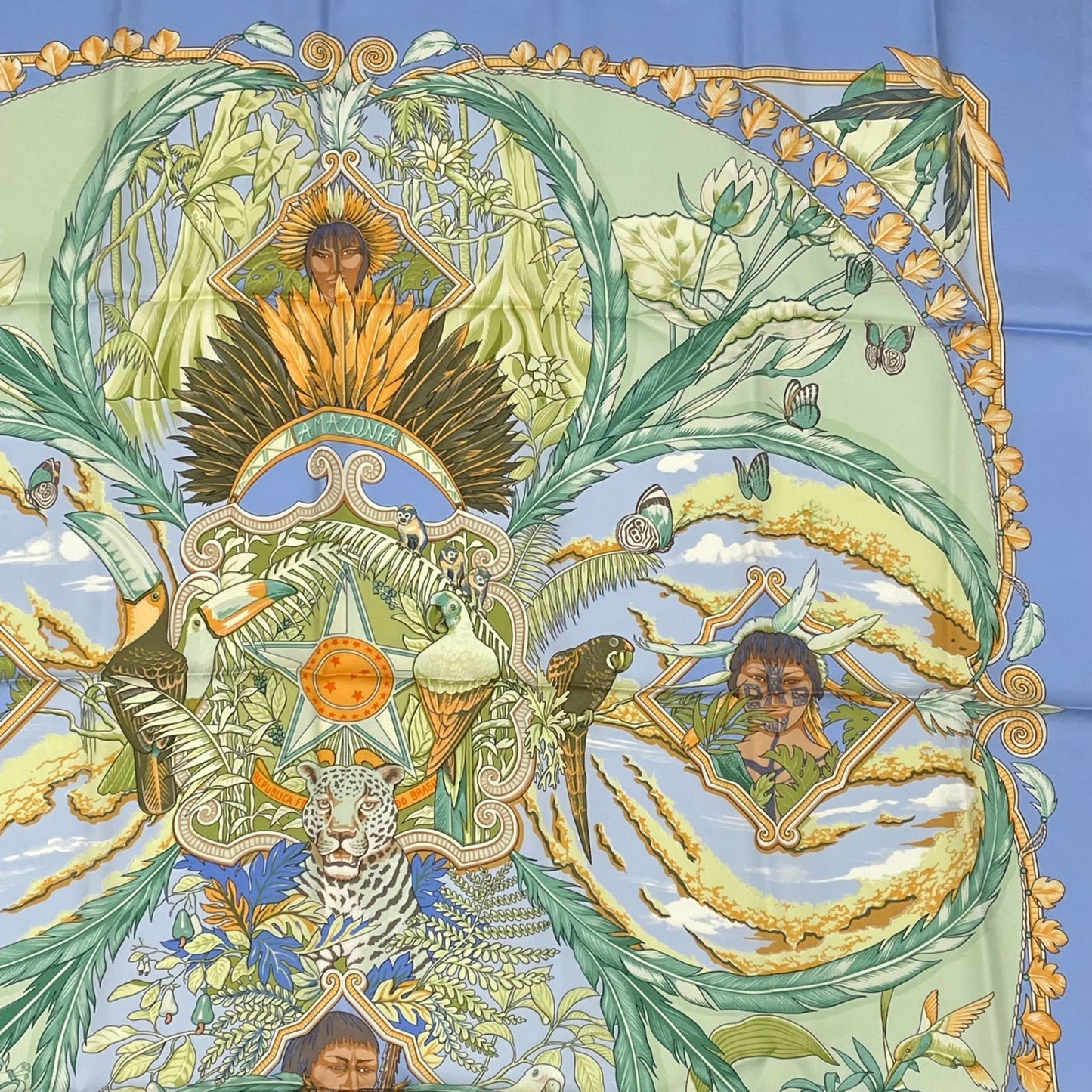 Hermes Scarf Carre 90 Amazonia Silk 100% Blue — view 4