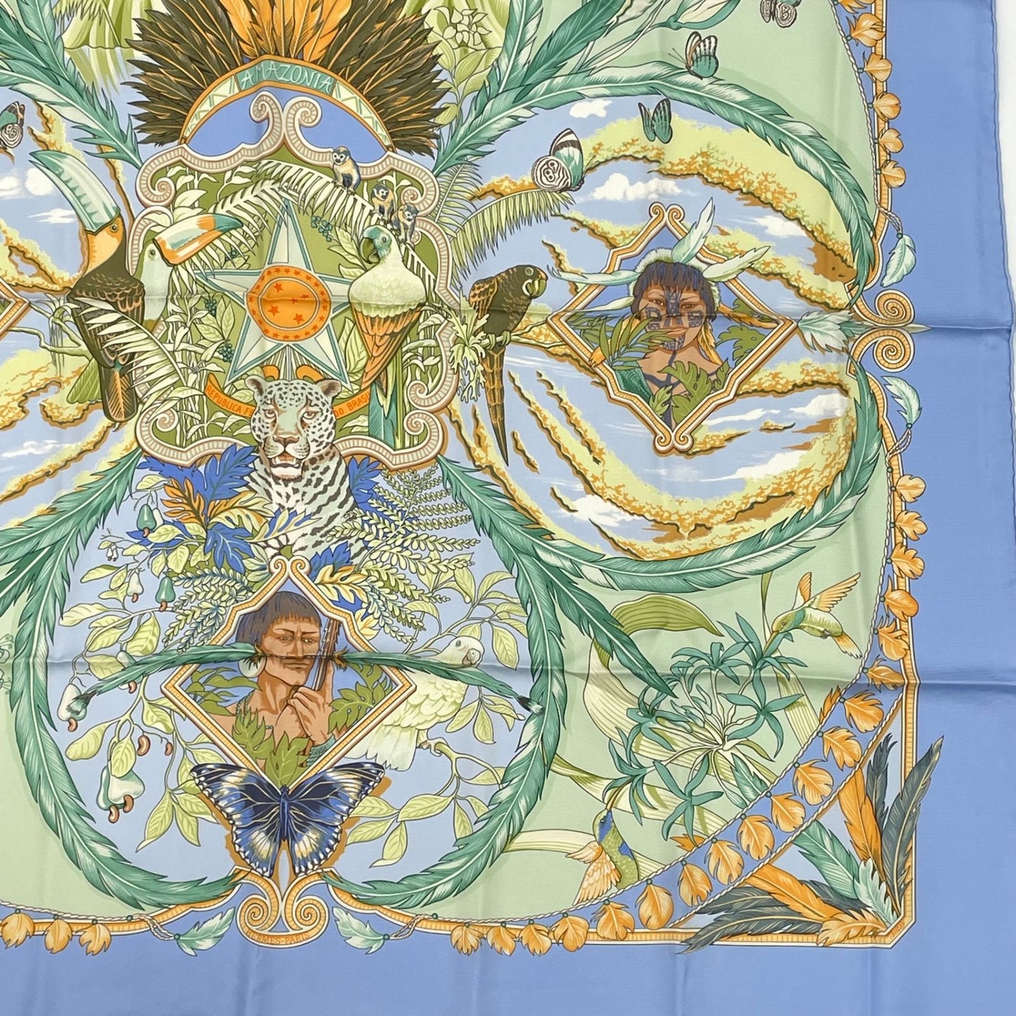 Hermes Scarf Carre 90 Amazonia Silk 100% Blue — view 3