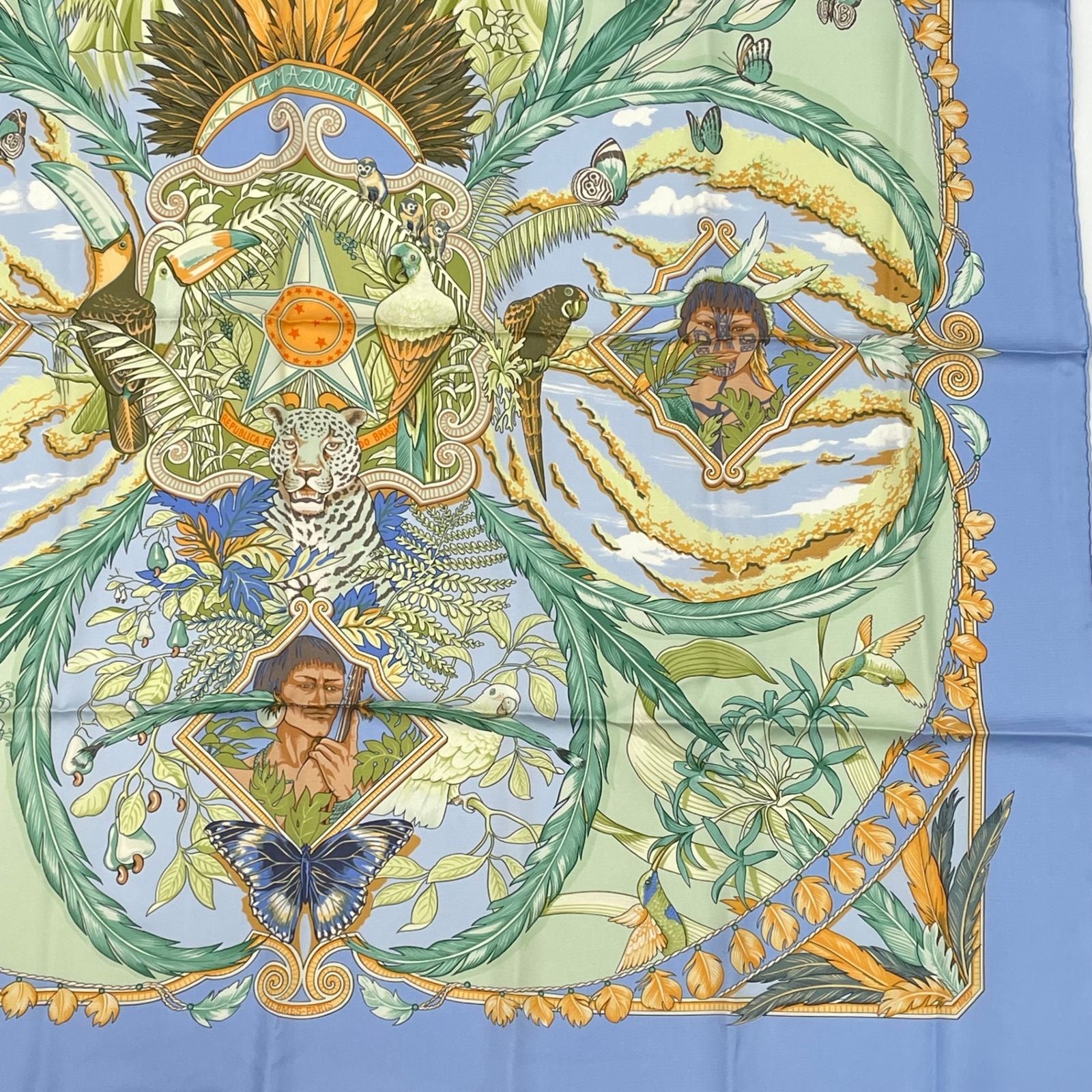Hermes Scarf Carre 90 Amazonia Silk 100% Blue — view 3