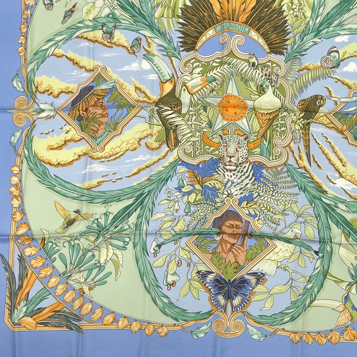 Hermes Scarf Carre 90 Amazonia Silk 100% Blue — view 2