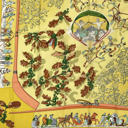 Hermes Carre 90 Neige D'antan Last Year's Snow Yellow Silk 100% Scarf — view 2