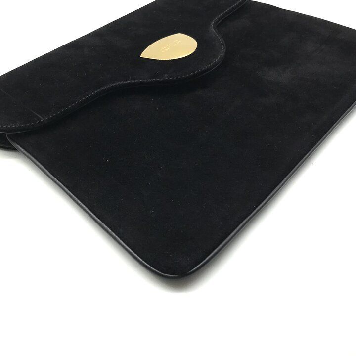 Gucci Logo Suede Vintage Clutch Black — view 5