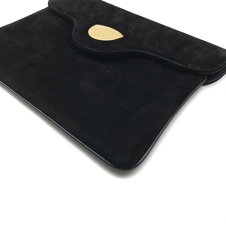 Gucci Logo Suede Vintage Clutch Black — view 4
