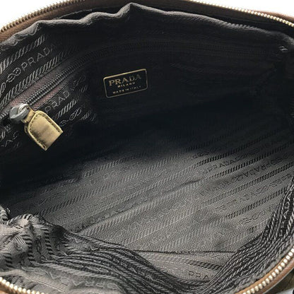 Prada Nylon Tessuto Triangle Logo Quilted Mini Boston Chain Hand Bag Brown — view 8