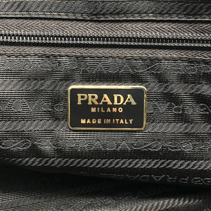 Prada Nylon Tessuto Triangle Logo Quilted Mini Boston Chain Hand Bag Brown — view 9