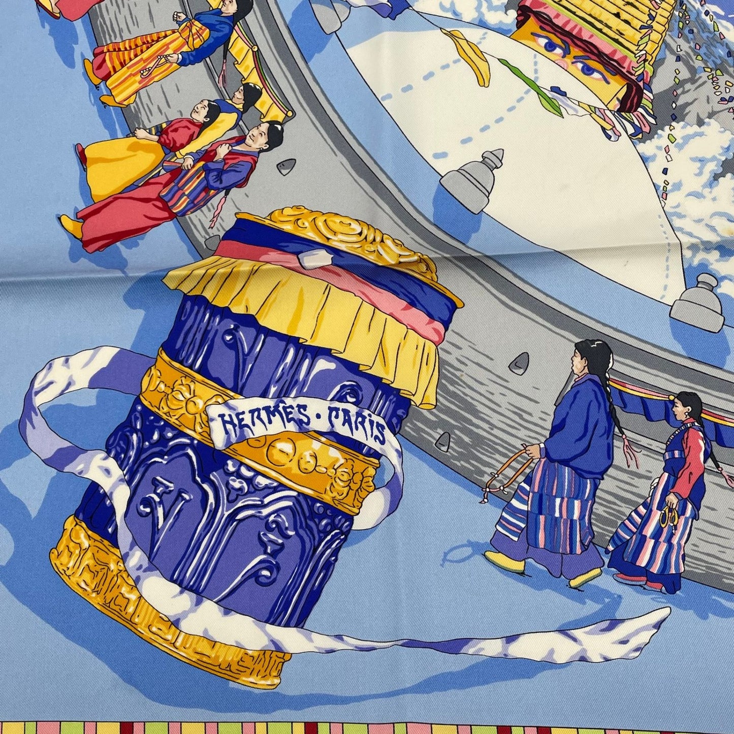 Hermes Carre 90 Prieres AU Vent Prayer in the Wind Silk Scarf Blue — view 6
