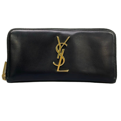 Saint Laurent Paris Wallet Black Zip Around Leather