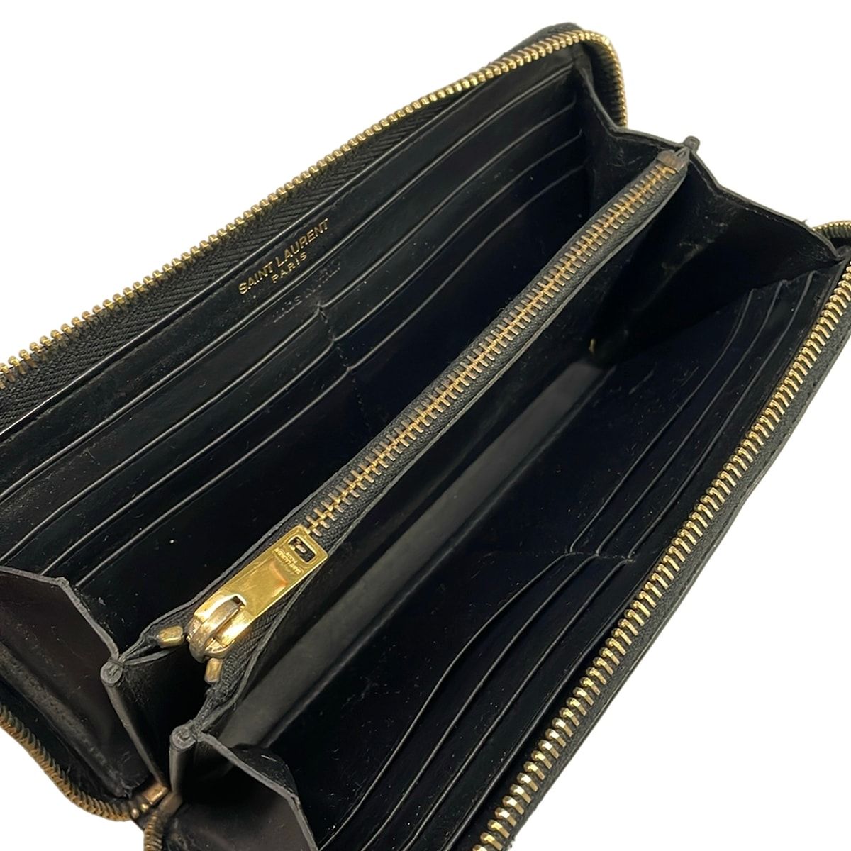 Saint Laurent Paris Wallet Black Zip Around Leather — view 3