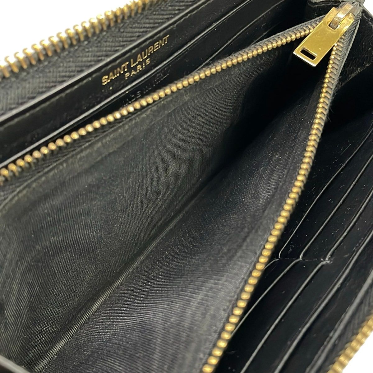 Saint Laurent Paris Wallet Black Zip Around Leather — view 4